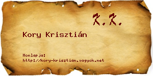 Kory Krisztián névjegykártya